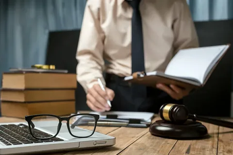 Lawyer working at a desk